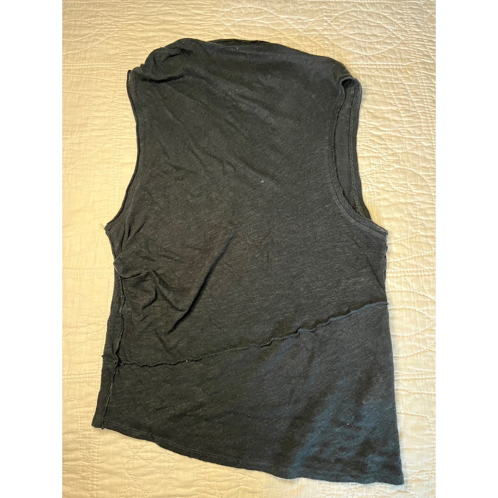 We The Free,Free People,Black Tank Top, cute neck line, Raw Edge Seam Detail Med